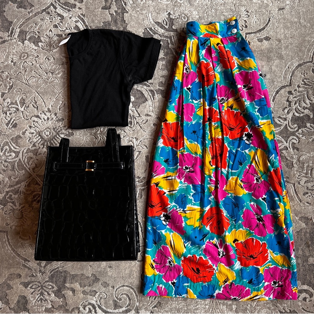 1980’s AFFIRMATIVE Floral Multicolor Skirt - Picture 4 of 8